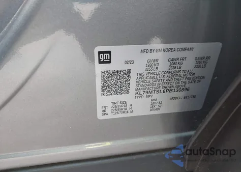 2023 Chevrolet Trailblazer Fwd Rs from USA, damaged, VIN KL79MTSL6PB130896